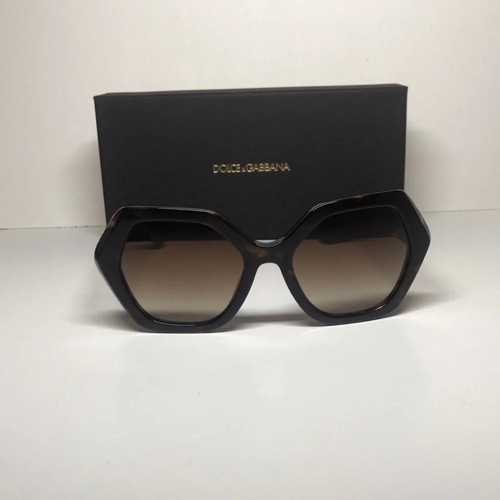 New Authentic Dolce & Gabbana DG4406 502/13 Gradient Brown Hexagonal Sunglasses